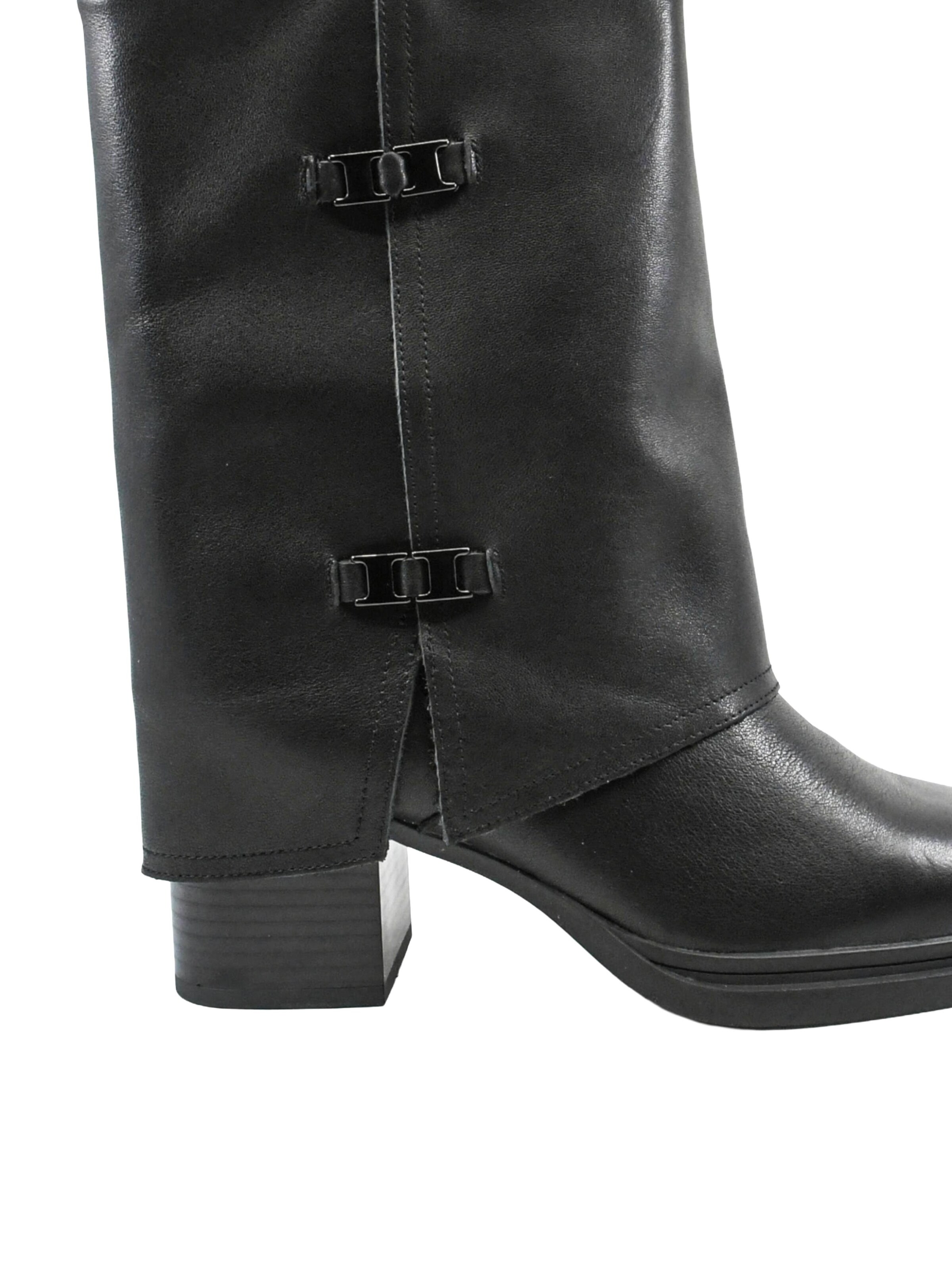 Cizme de cowboy 'Cowboy boot 'Ghete damă Anna Viotti stil western cu manșetă, negre din piele naturală GOR80935'' de la In Tempo pe negru