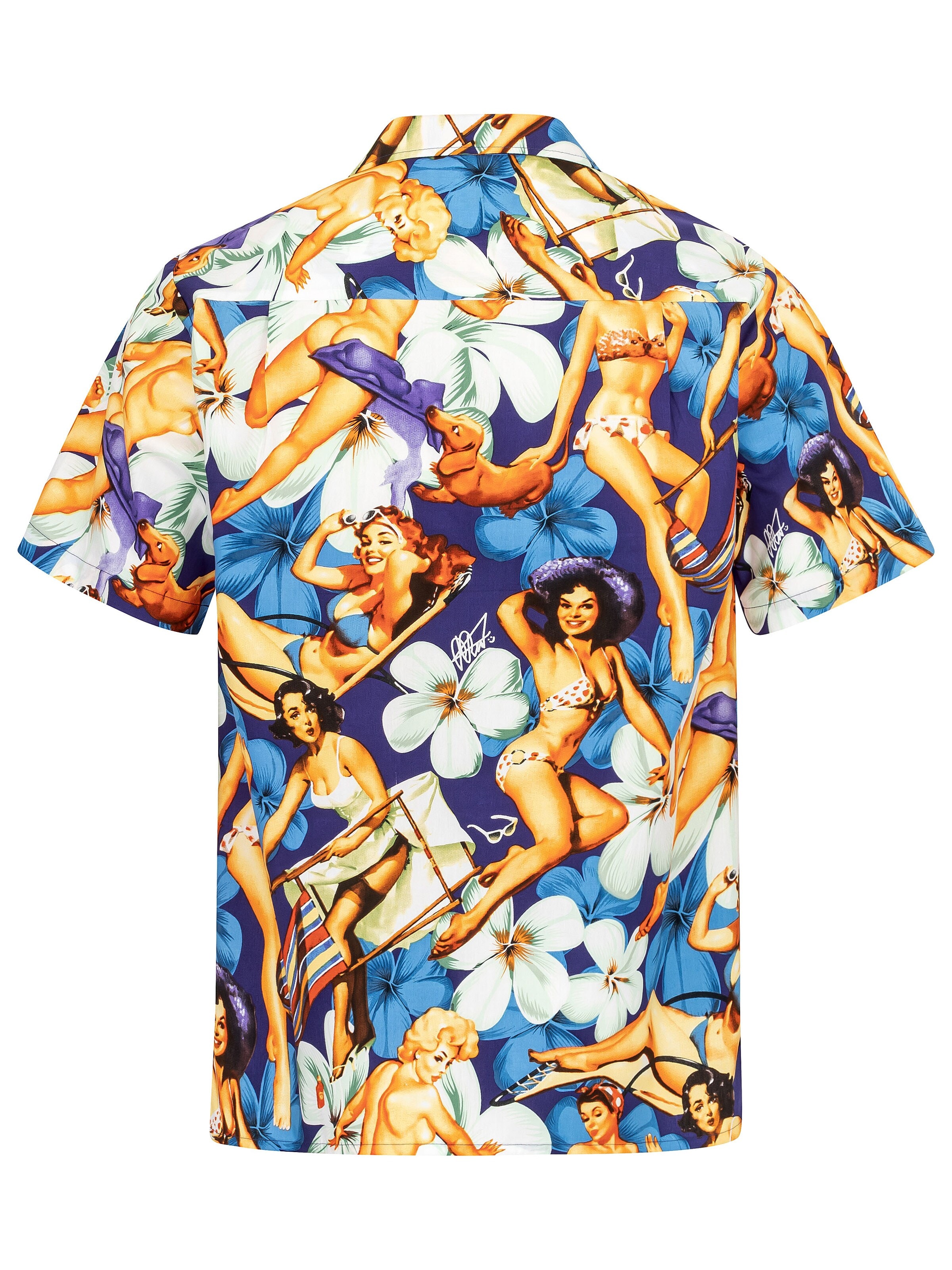 Hawaiihemdshop.de Regularny krój Koszula 'Hawaiihemd Flower Girls (blue) 2.0' w kolorze niebieski