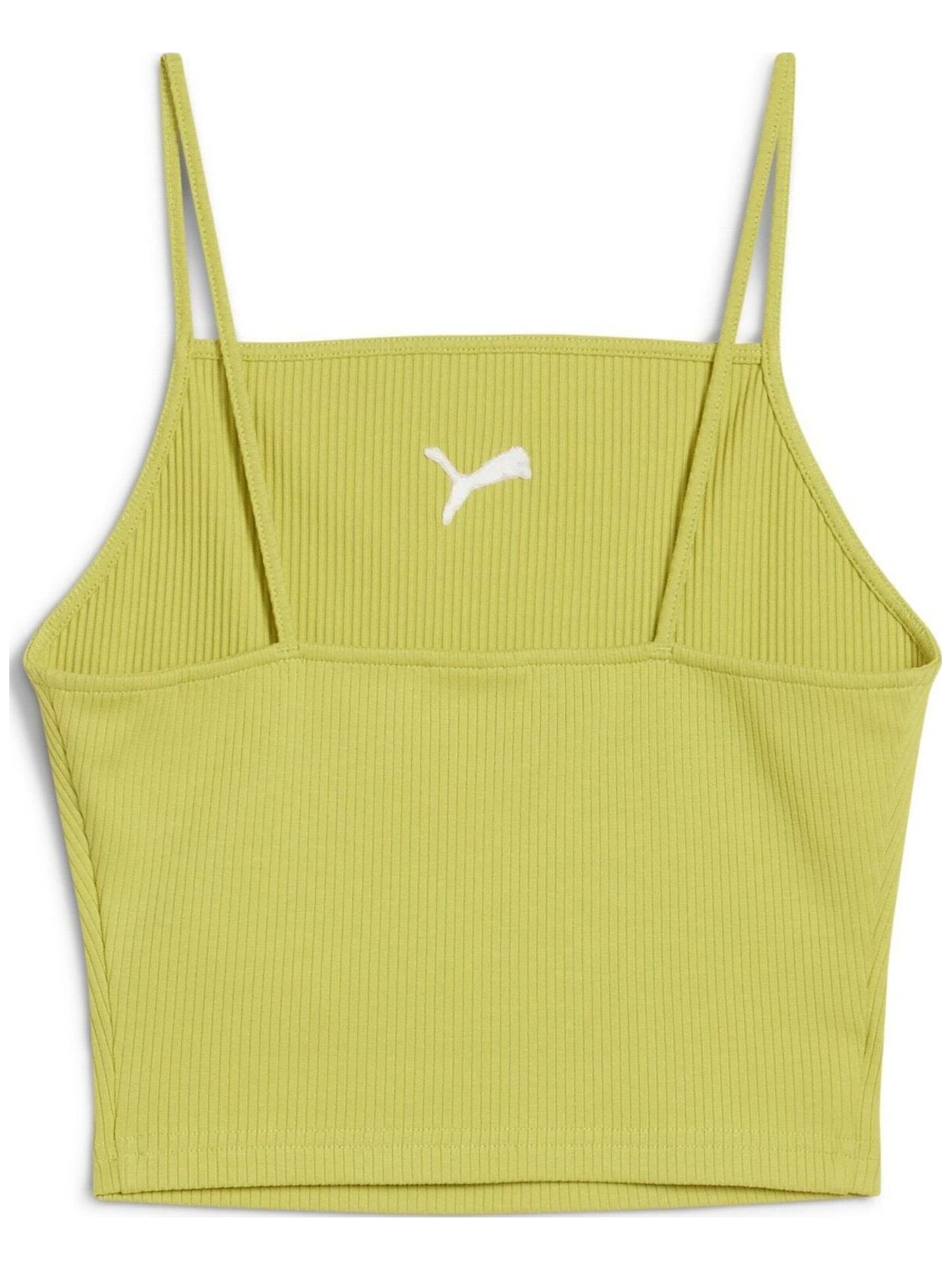 Top 'Puma Wardrobe Ess Ribbed Tank Top' di PUMA in verde