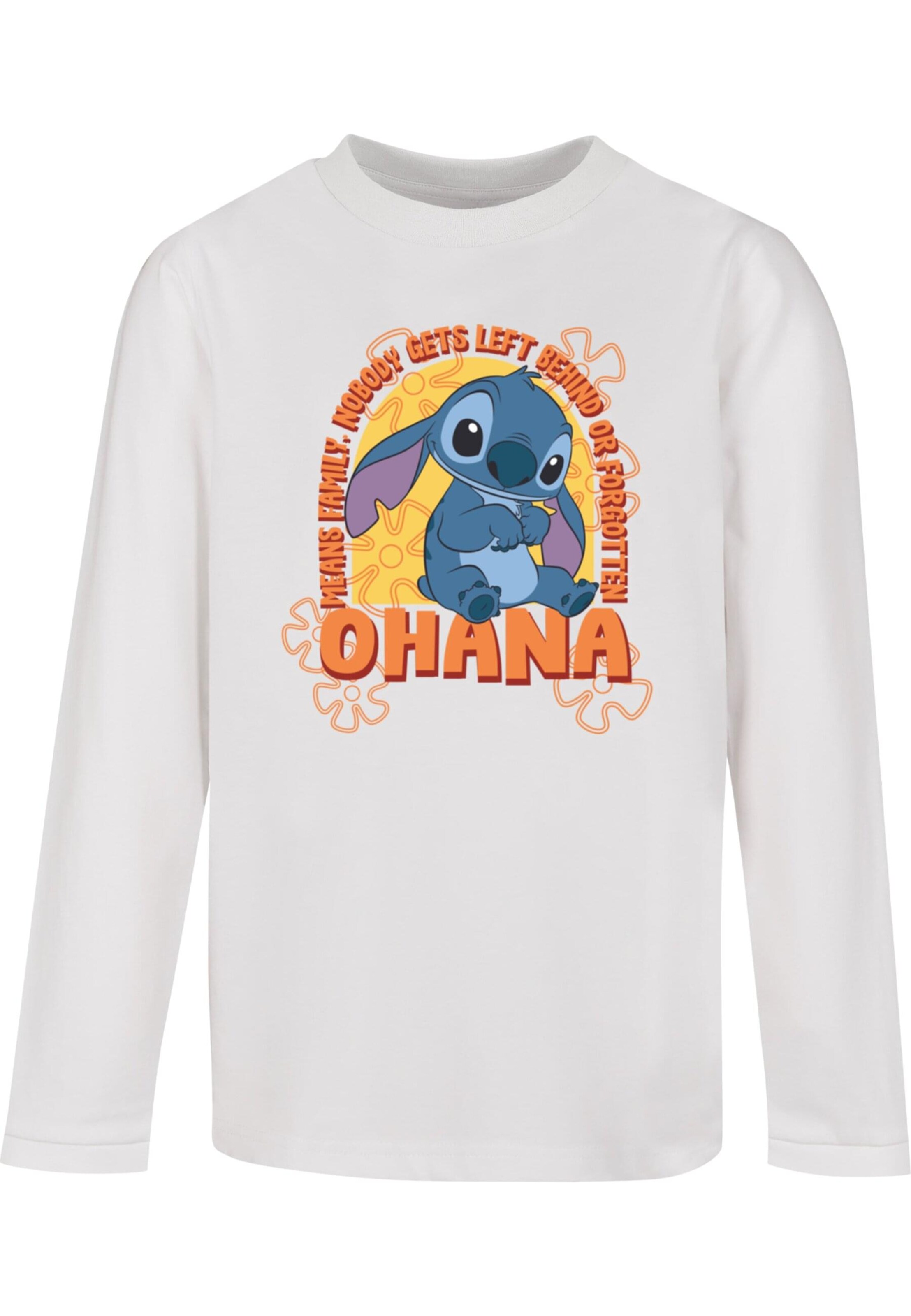 ABSOLUTE CULT Shirt 'Lilo and Stitch - Ohana' in Wit: voorkant