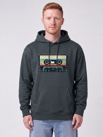 Watapparel Sweatshirt 'Retro Kassette' in Grijs: voorkant