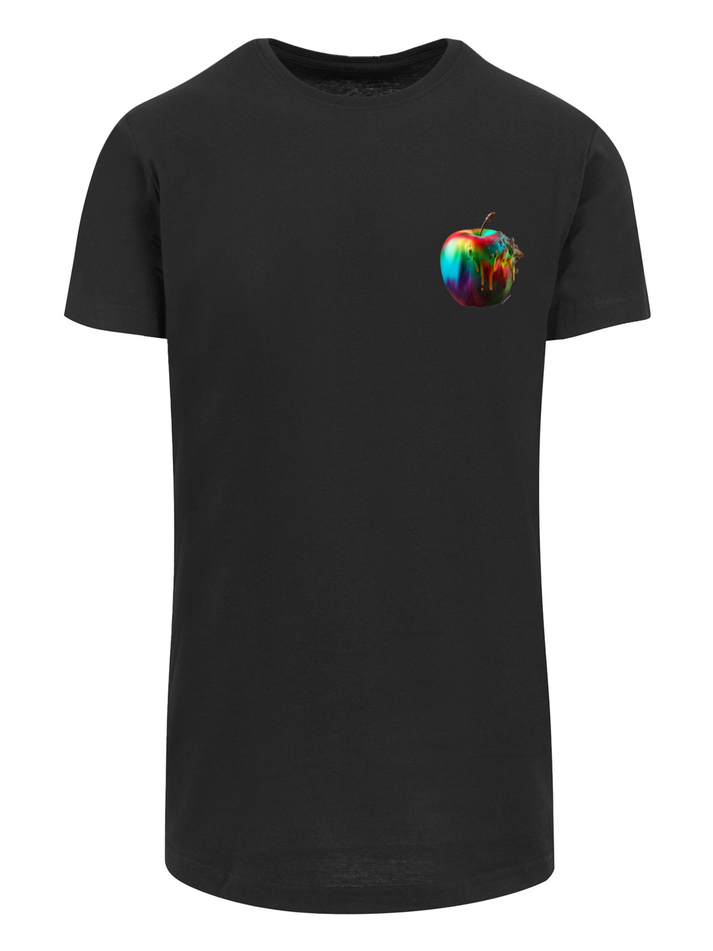 F4NT4STIC Shirt 'Colorfood Collection - Rainbow Apple' in Zwart: voorkant