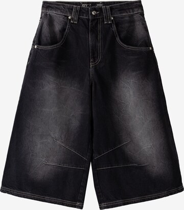 Bershka Wide Leg Shorts in Schwarz: predná strana