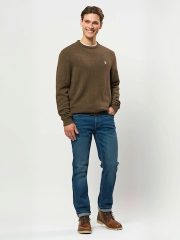 U.S. POLO ASSN. Trui ' UMKetil ' in Bruin: voorkant