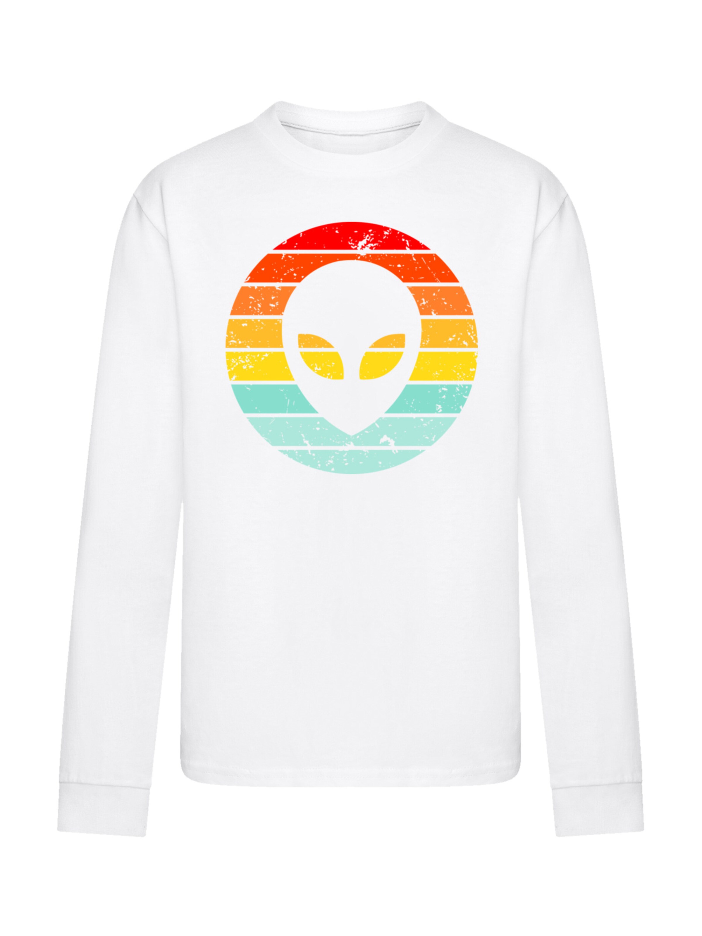F4NT4STIC Shirt 'Alien Retro Sonnenuntergang' in Wit: voorkant