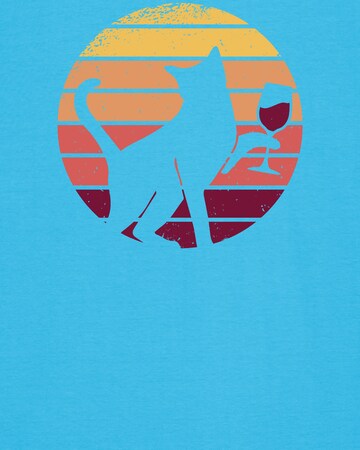 Watapparel Shirt 'Sunset Katze & Rotwein' in Blue