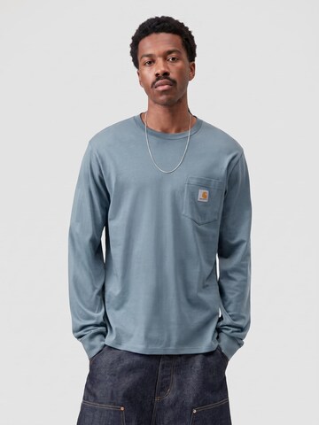 Carhartt WIP Koszulka 'L/S POCKET T-SHIRT VELVET BLUE' w kolorze niebieski: przód