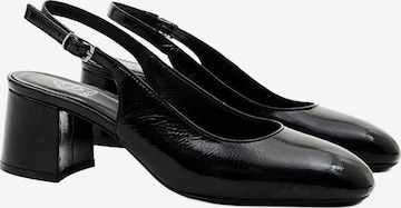Desa - Zapatos destalonado 'DESA Damen-Slingback-Schuhe aus Lackleder mit Blockabsatz' en negro: frente