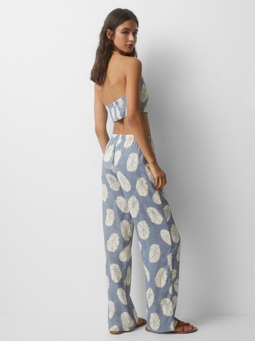 Pull&Bear Wide Leg Hose in Blau