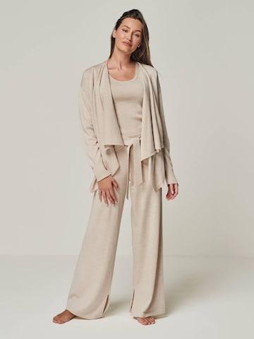 YOU LOOK PERFECT Sticktop 'TOP BLOSSOM - Geripptes Merino Top mit Rundhals' in Beige