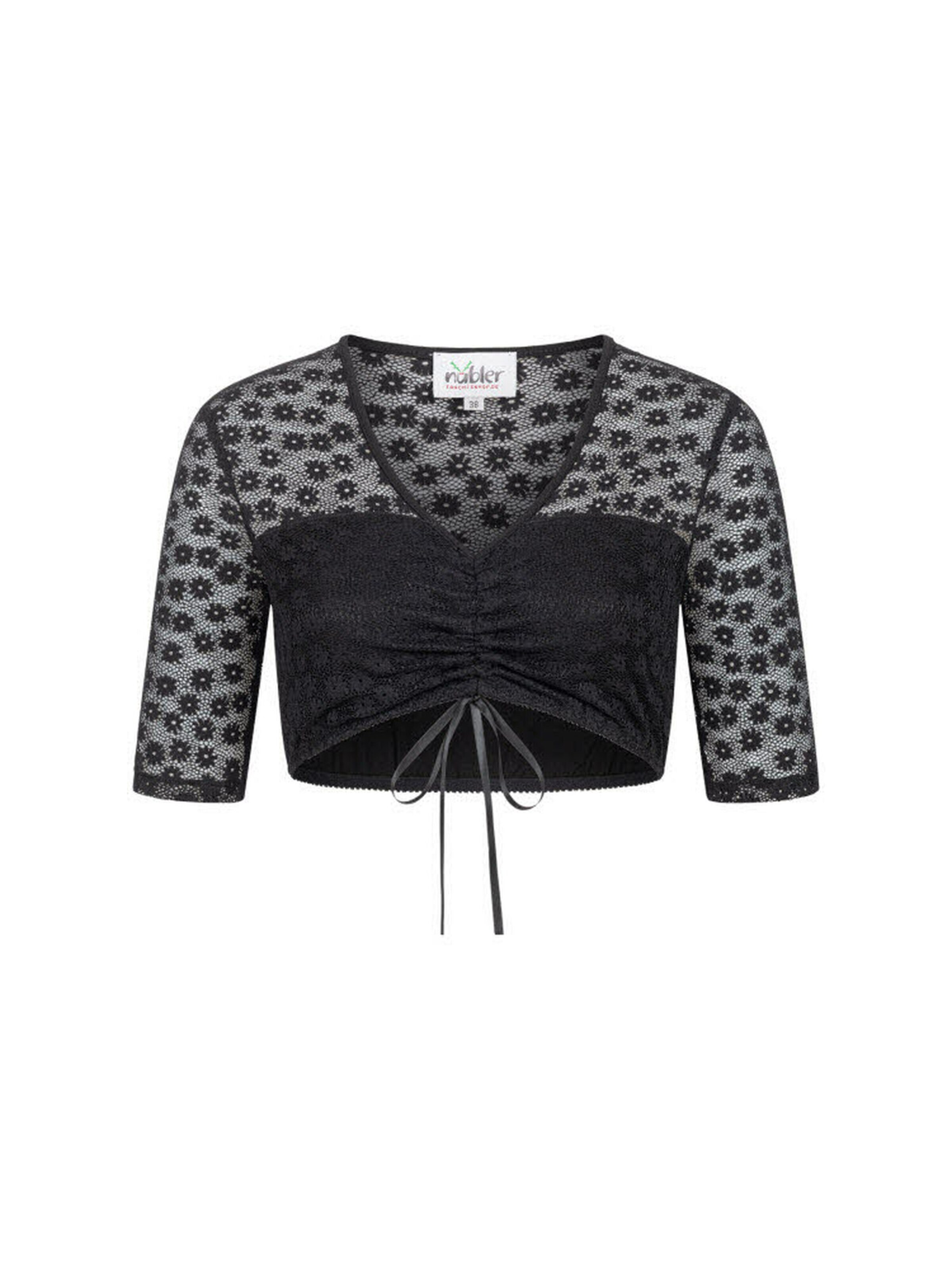 Trachtenhof Nübler Traditional Blouse 'Dirndlbluse kurzarm Moni' in 32 in Black, Item view