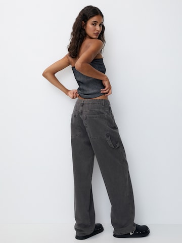 Wide leg Pantaloni de la Pull&Bear pe gri