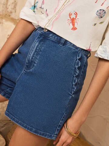 Regular Jean love & roses en bleu