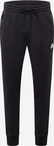 ADIDAS SPORTSWEAR Tapered Workout Pants 'Essentials French Terry' in Black: front