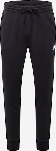 ADIDAS SPORTSWEAR Tapered Workout Pants 'Essentials French Terry Tapered Cuff' in Black: front