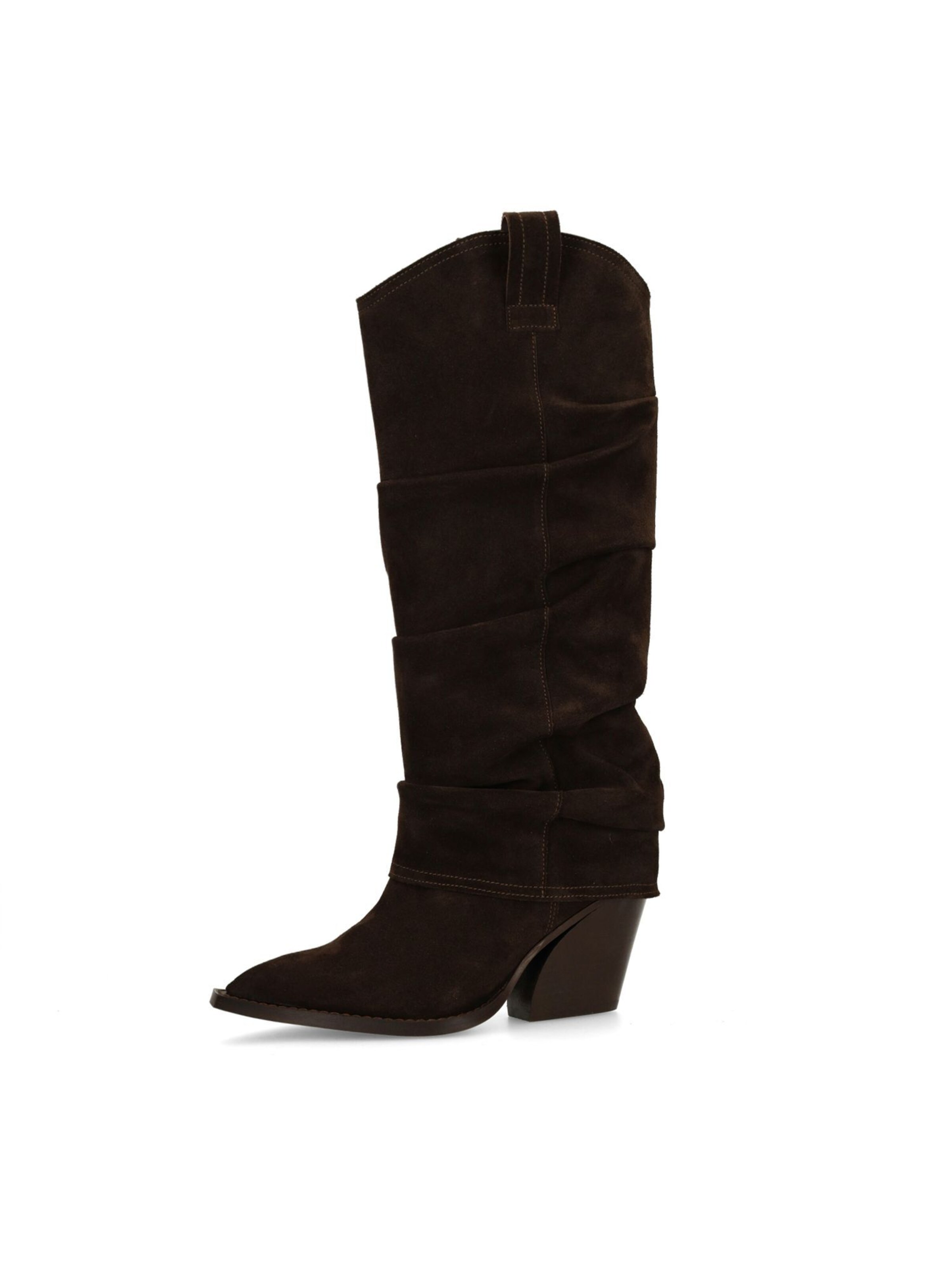 SACHA Bottes de cowboy en brun foncé, Vue avec produit