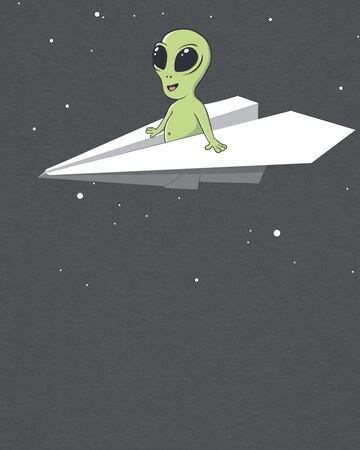 Watapparel Shirt ' Alien on a paper plane ' in Grijs
