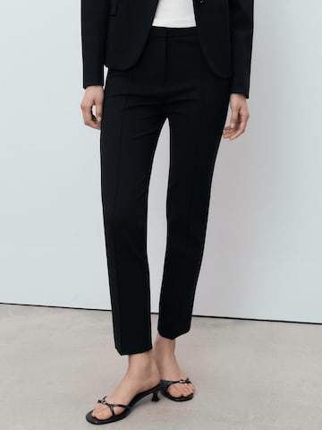 MANGO Slim fit Trousers with creases 'PALOMA' in Black: front