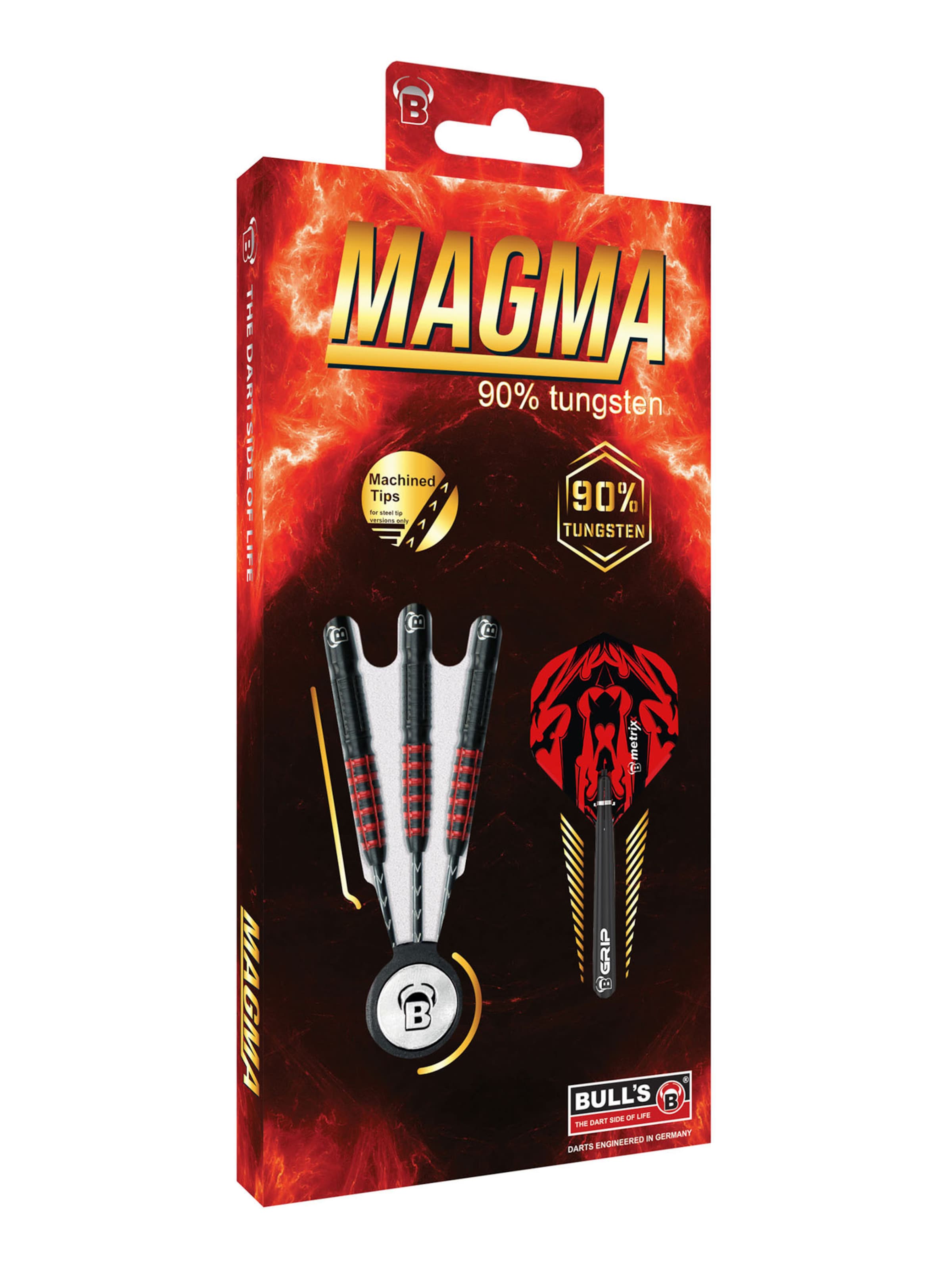 BULL'S Steeldarts ' Magma Dartpfeile 90% Tungsten Darts-Set Profi ' in Rot
