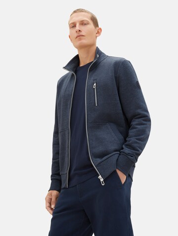 TOM TAILOR Zip-Up Hoodie in Blue