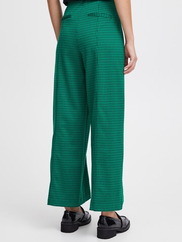 ICHI Široke hlačnice Hlače | zelena barva