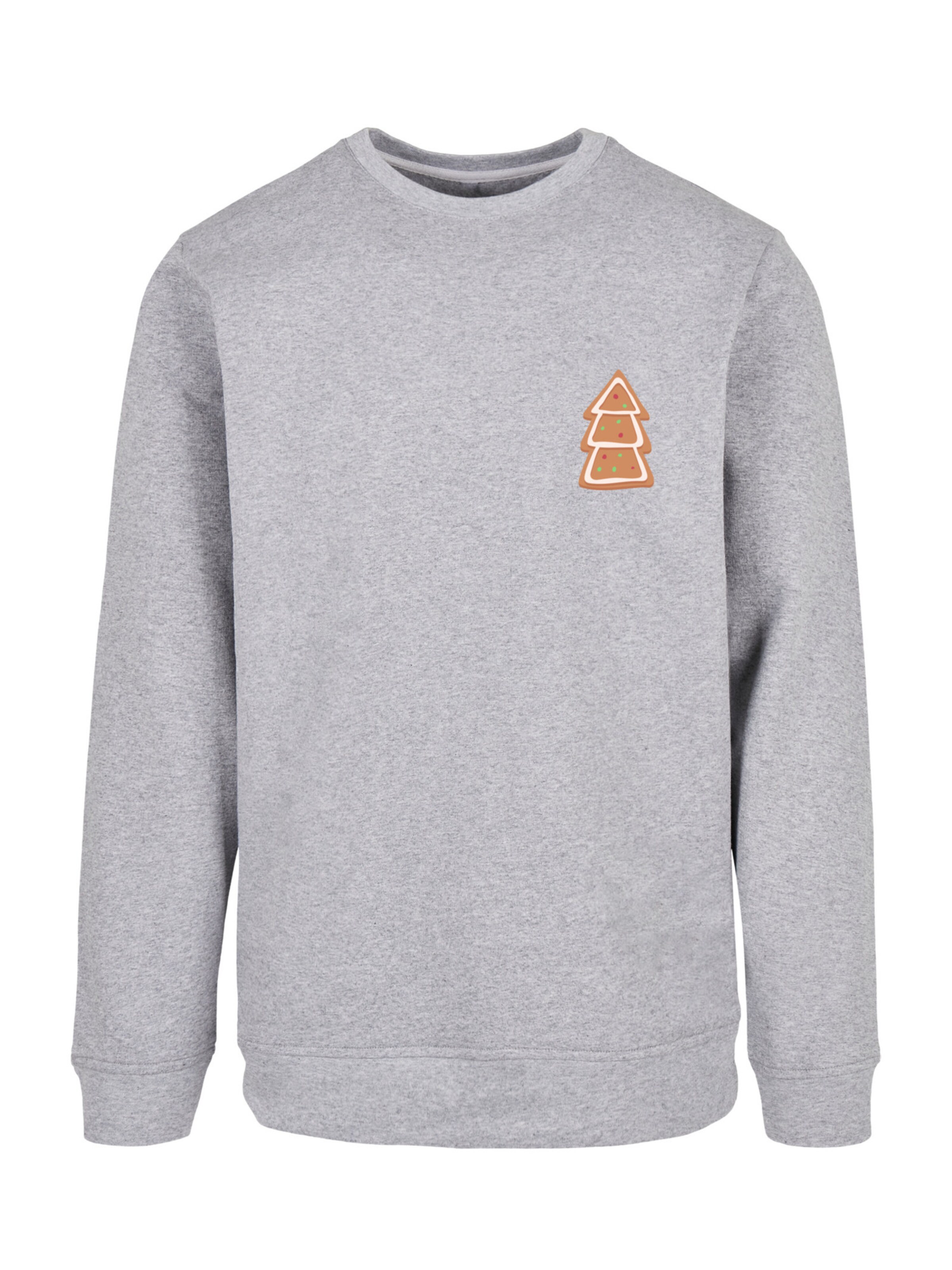 F4NT4STIC Sweatshirt 'Gingerbread Lebkuchen Tree' in Grey: front