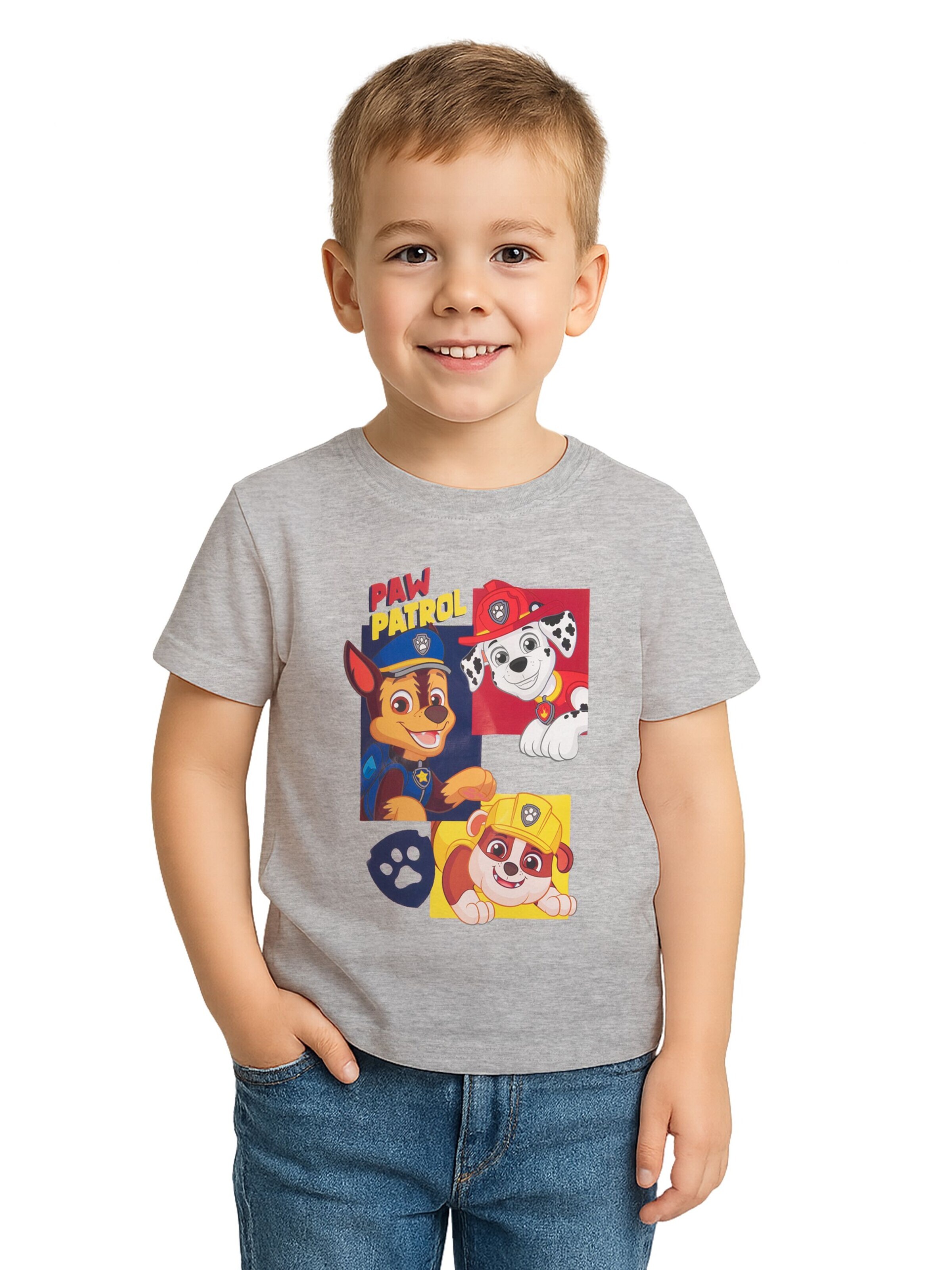 Paw Patrol Shirt 'Chase, Marshall & Rubble'‌ in Grau: Vorderseite
