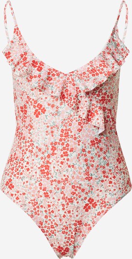 BeckSöndergaard Badeanzug 'Flofield Frill' in gelb / grün / rosa / rot / weiß, Produktansicht
