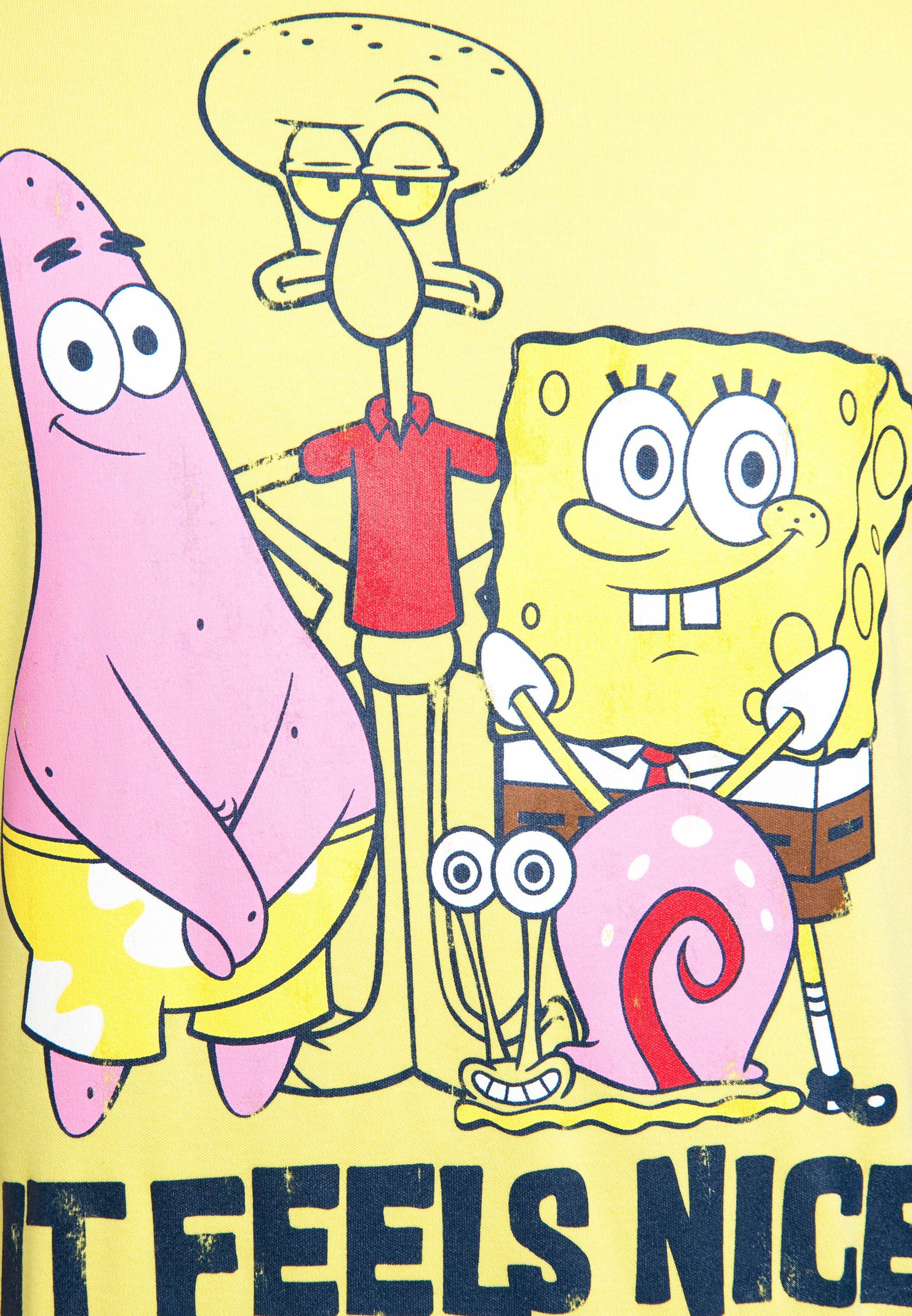 LOGOSHIRT Cooles T-Shirt mit Spongebob-Print in Gelb