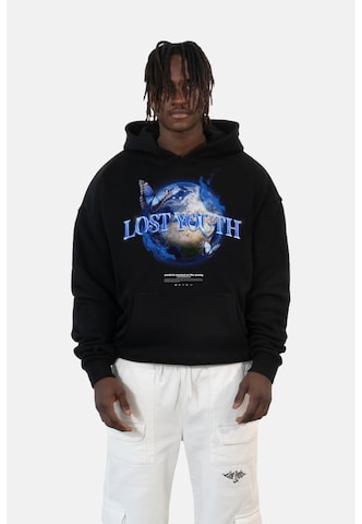 Lost Youth Sweatshirt 'World' i svart: framsida