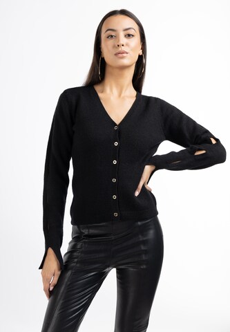 faina Knit Cardigan in Black: front