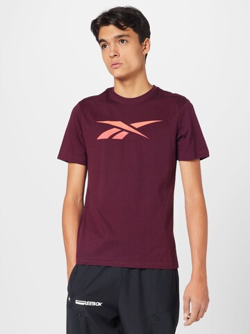 T-Shirt fonctionnel Reebok en rouge : devant