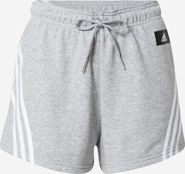 ADIDAS SPORTSWEAR Workout Pants 'Future Icons 3-Stripes' in Grey: front