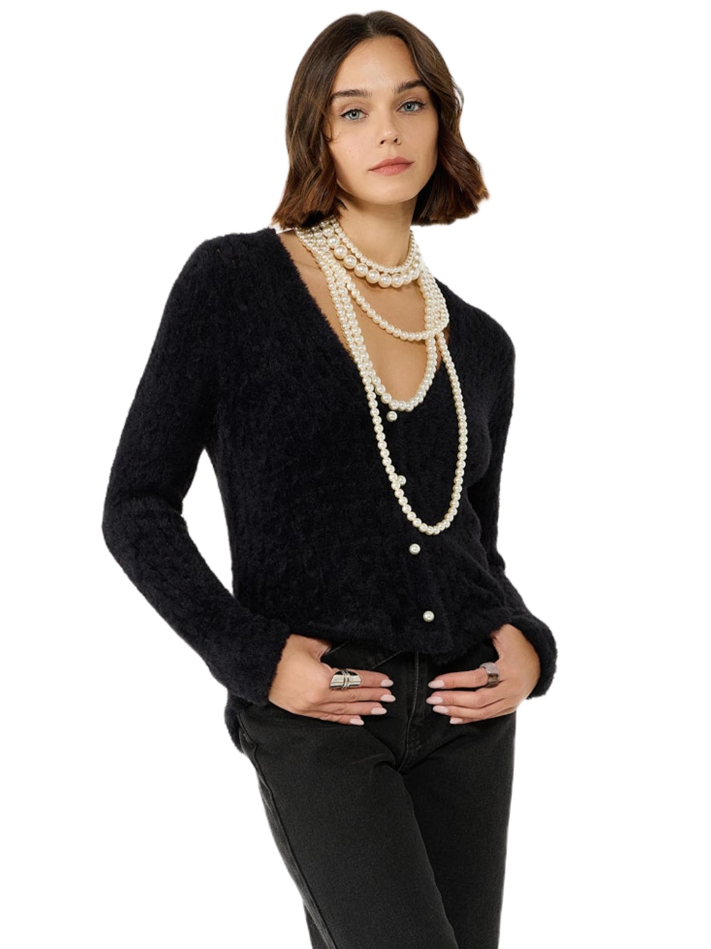 No Matter What Gebreid vest in Zwart