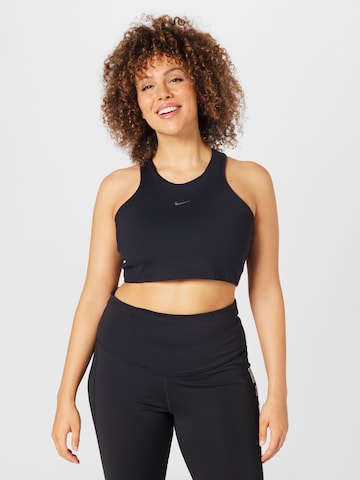 NIKE Bustier Sports-BH i sort: forside