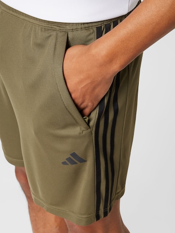 ADIDAS PERFORMANCE Regular Workout Pants 'Train Essentials Piqué 3-Stripes' in Green
