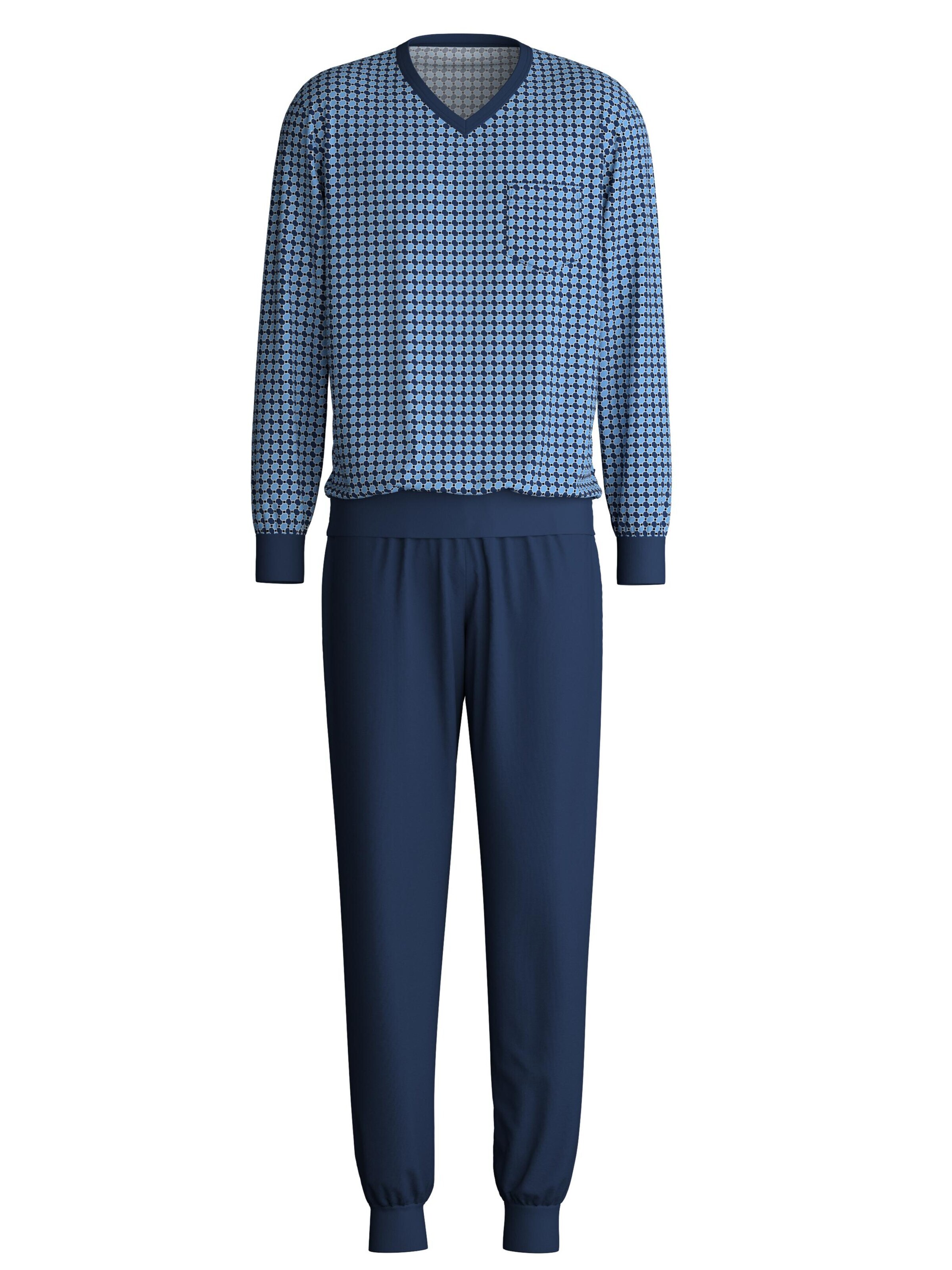 CALIDA Long Pajamas 'Relax Streamline' in Blue: front