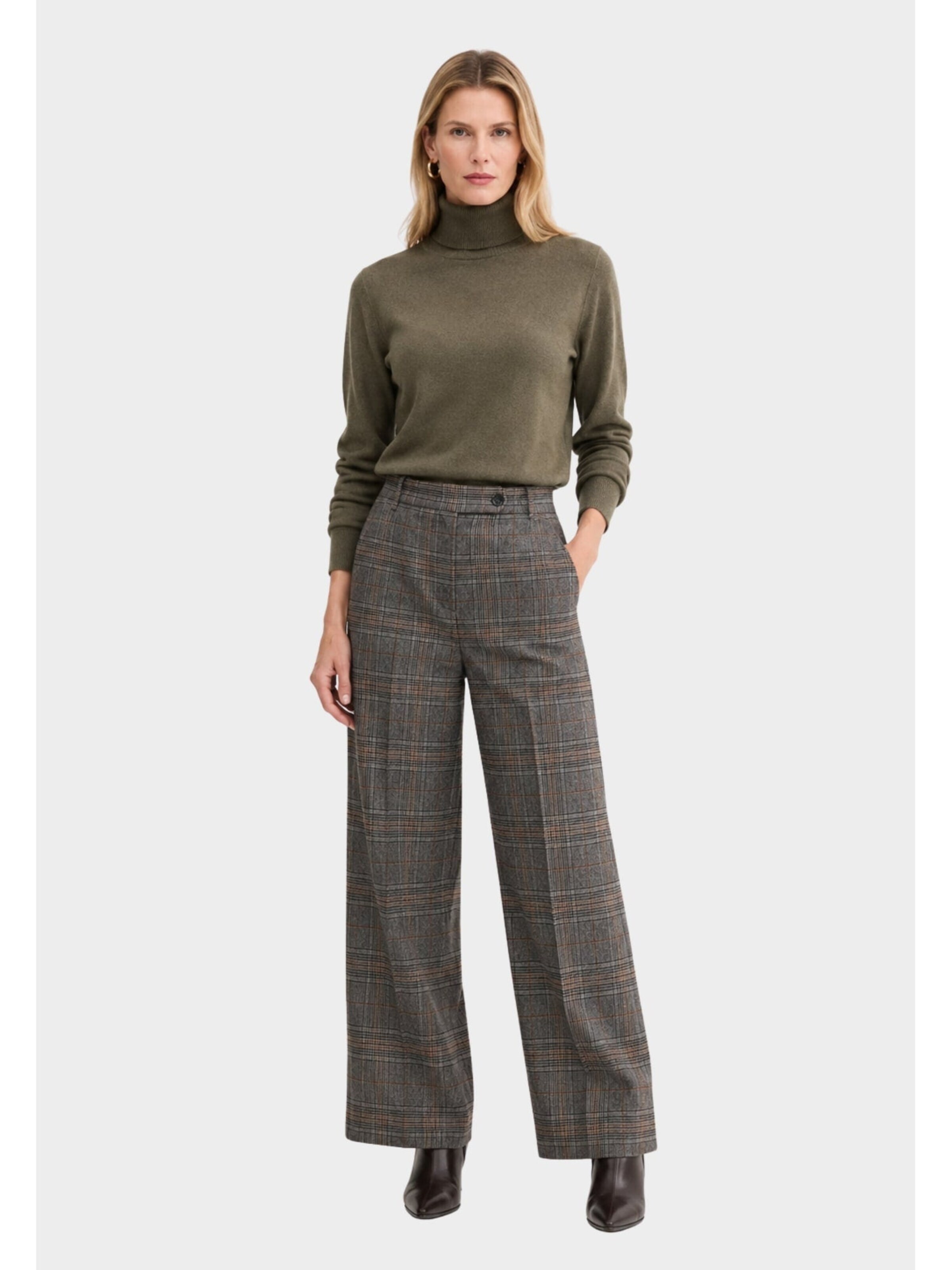PINKO Baggy Byxa 'Check Palazzo Trousers' i grå
