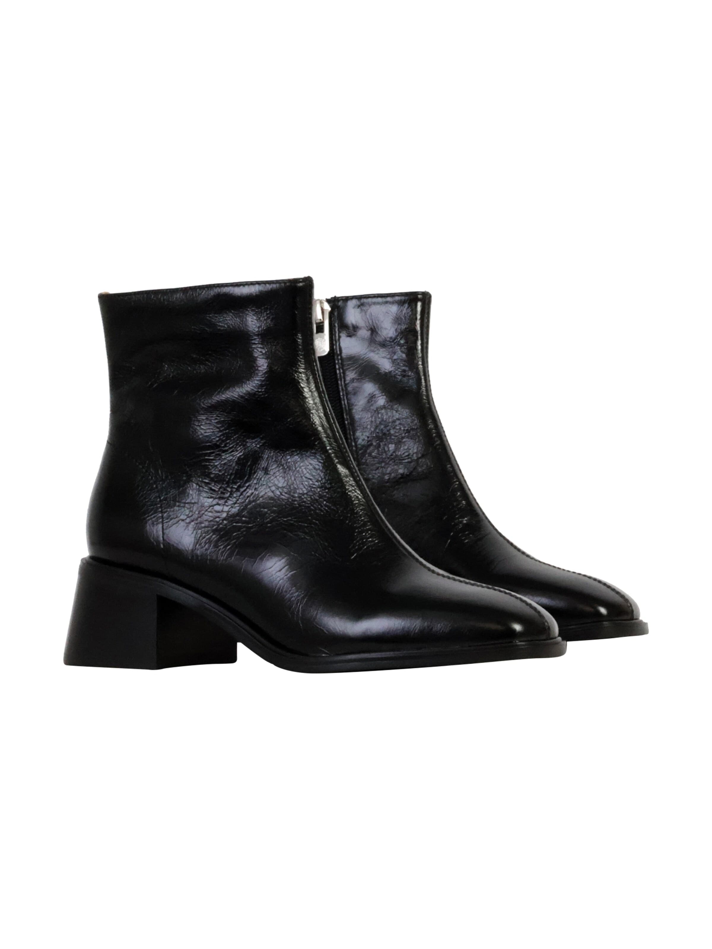 Emilie Karston Botki po kostki 'Leder-Stiefeletten mit Absatz „Paris“' w kolorze czarny