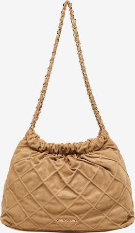 Sac bandoulière Carlo Colucci en beige : devant