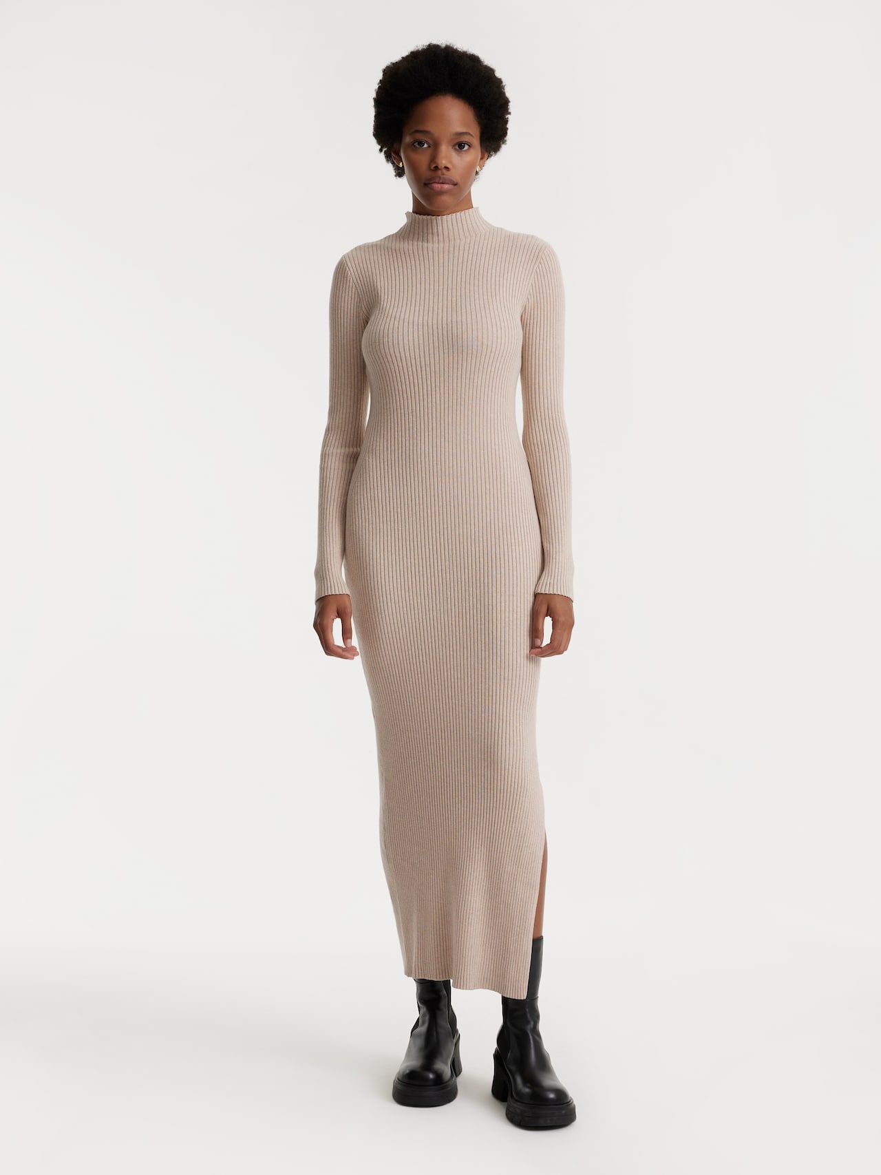 EDITED Kjole 'CETTINA' beige-meleret