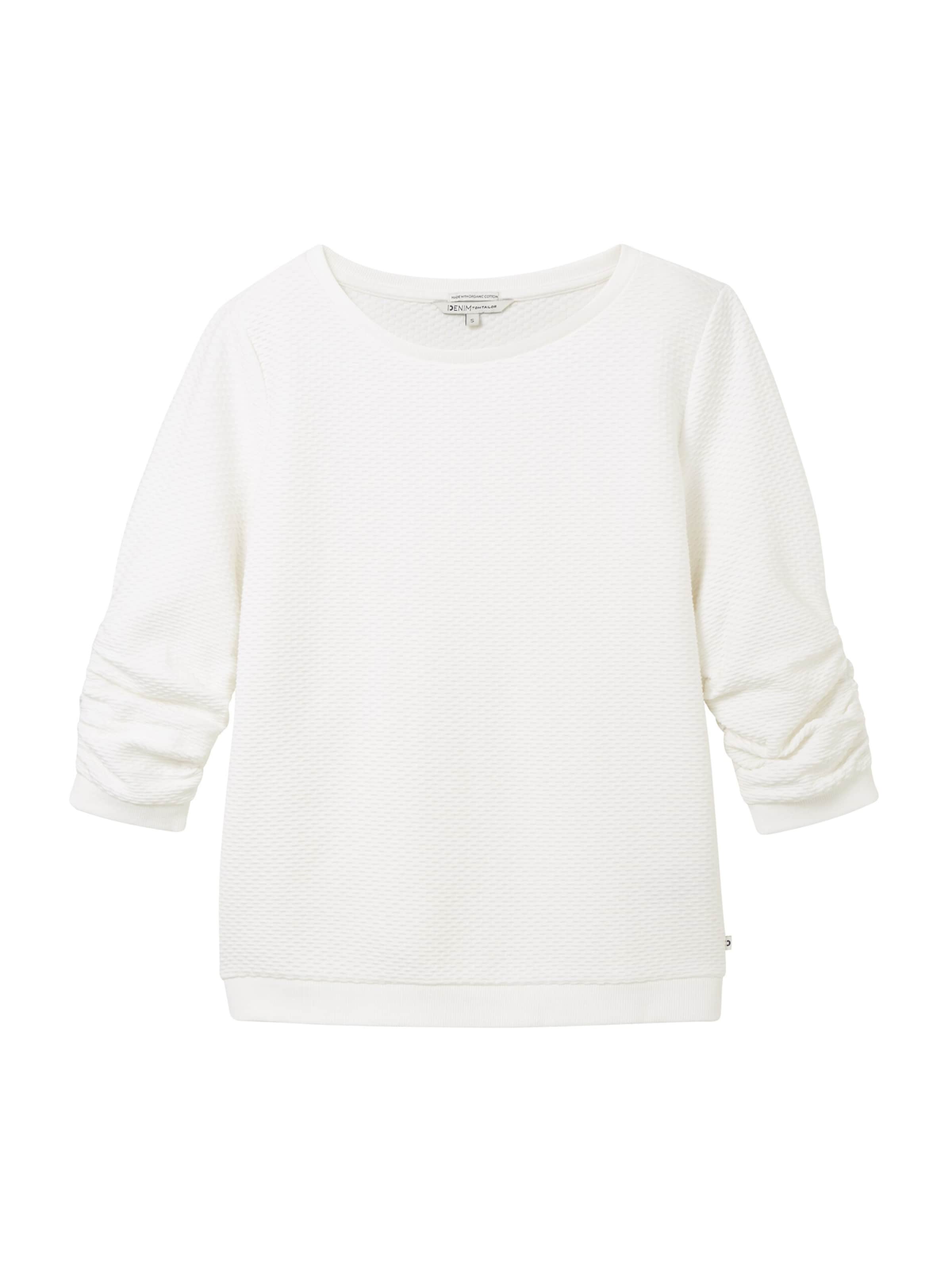 TOM TAILOR DENIM Sweatshirt in White: front