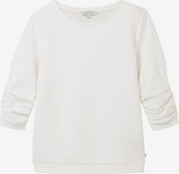 Sweat-shirt TOM TAILOR DENIM en blanc : devant