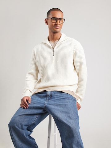 JACK & JONES Свитер 'JCOGRID' в Бежевый: спереди