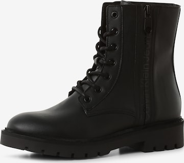 Calvin Klein Lace-Up Ankle Boots in Black: front