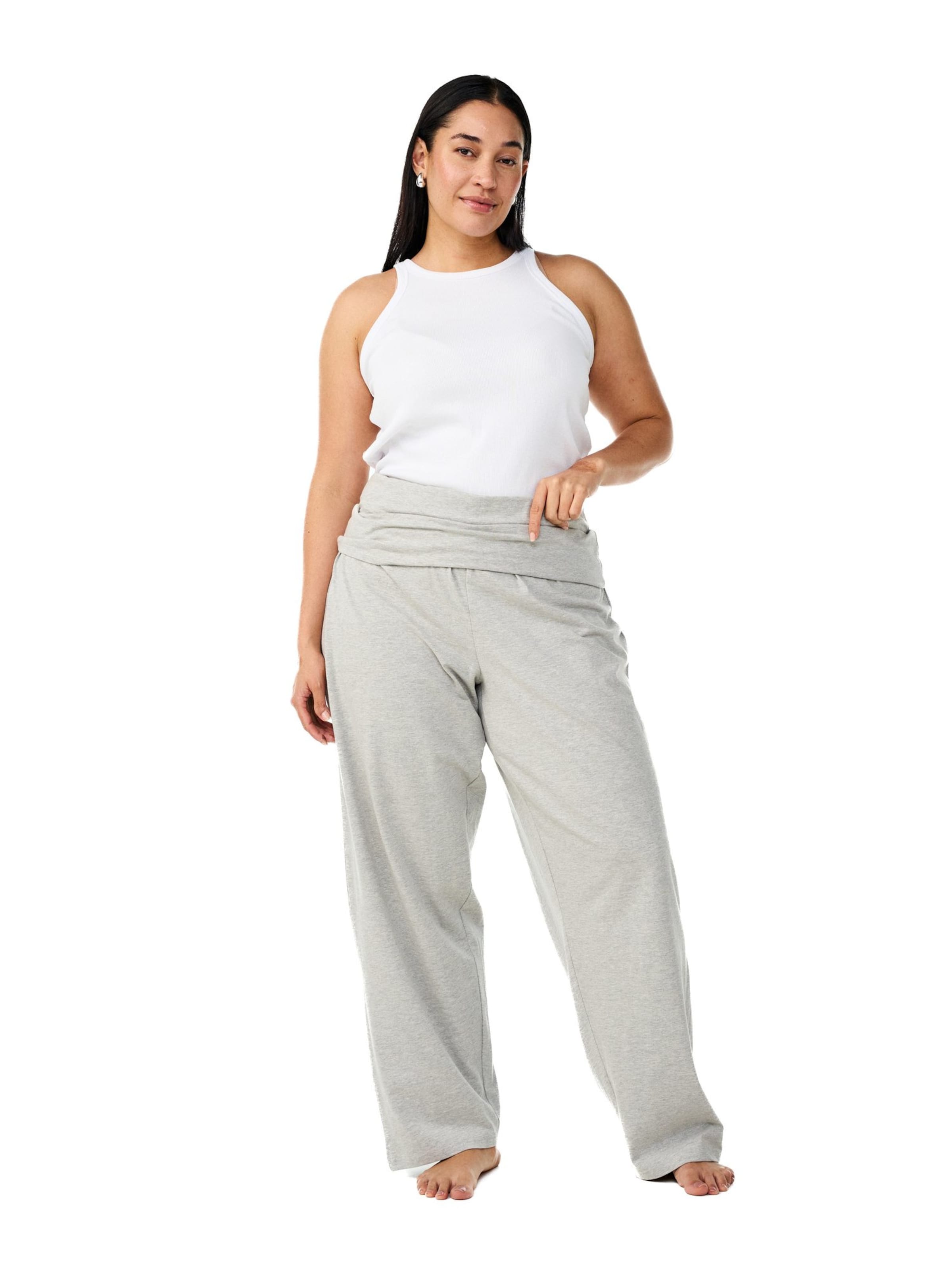 ZizziLoosefit Hlače 'Mhella' - siva boja: prednji dio