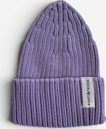 KURTI & FRIEDA Beanie 'Chunky Knit' in Purple: front