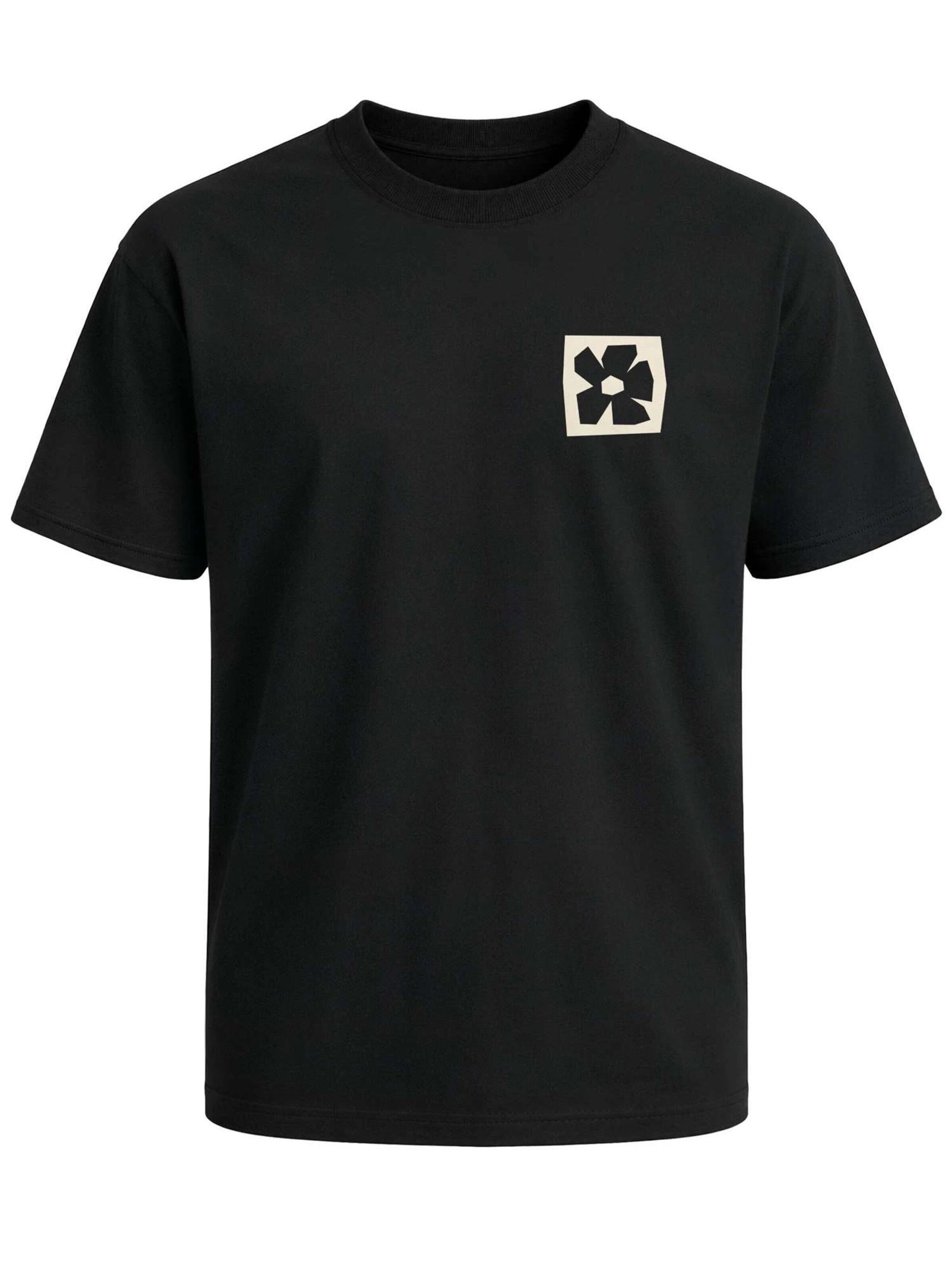 Neverless Shirt 'Blume Quadrat' in Black: front