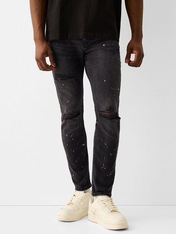 Coupe slim Jean Bershka en noir : devant