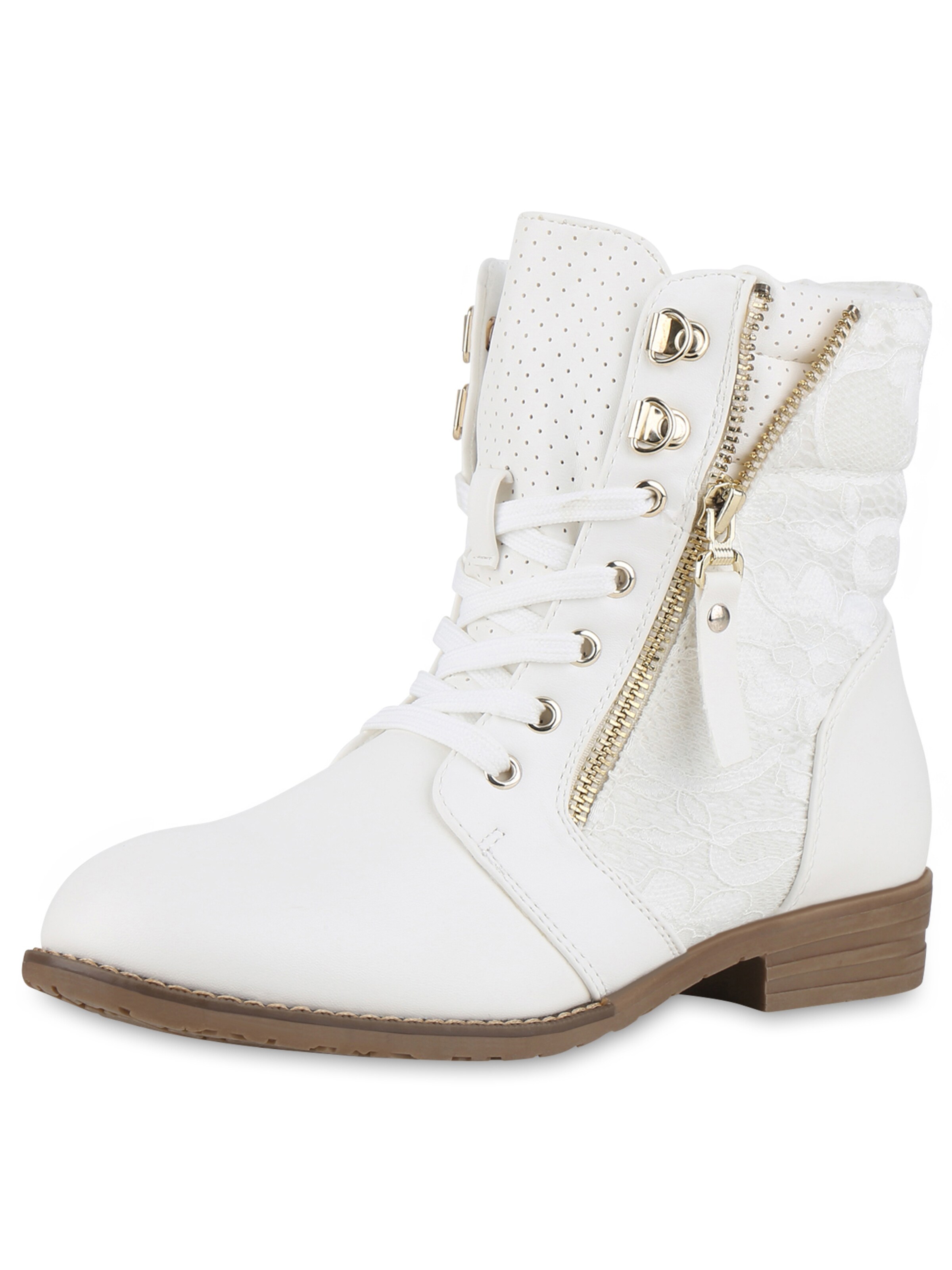 Stivaletto stringato ' Paisley ' di Van Hill in bianco: frontale